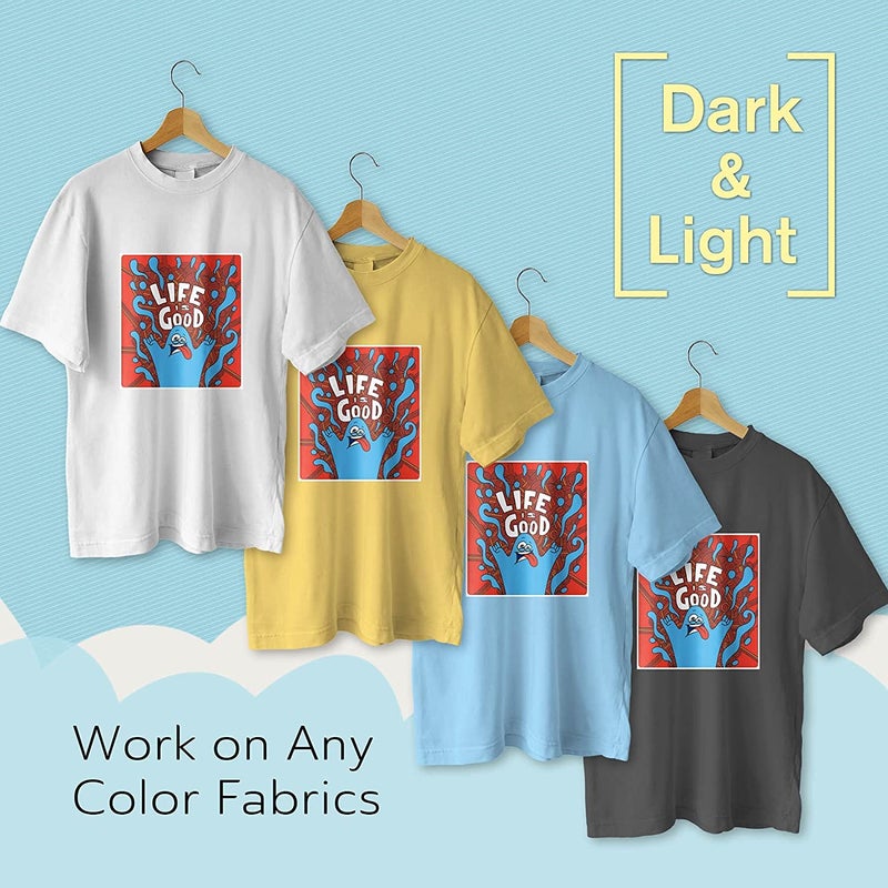 A-SUB Inkjet Printable Iron On Heat Transfer Paper for Dark Fabrics,10 Sheets 8.5x11 Inch, Make Custom T Shirts,Totes,Bags - Image 3